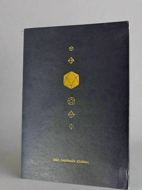 A5 DND Campaign Journal - Black Foil Polyhedral Dice Design - Character Sheet, trackers, notebook - The Wyverns Workshop