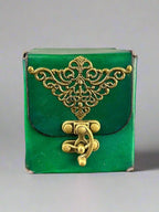 MTG Leather Deck Box - Classic Green Design - Front View - The Wyverns Workshop