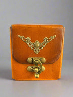 MTG Leather Deck Box - Classic Tan Design - Front View - The Wyverns Workshop
