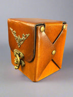 MTG Leather Deck Box - Classic Tan Design - Side View - The Wyverns Workshop