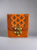 MTG Leather Deck Box - Fleur de Lis Tan Design - Front View - The Wyverns Workshop