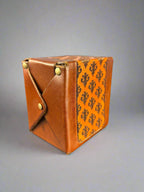 MTG Leather Deck Box - Fleur de Lis Tan Design - Side View - The Wyverns Workshop