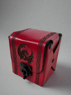MTG Leather Deck Box - Dragon Motif Design - Side View - The Wyverns Workshop