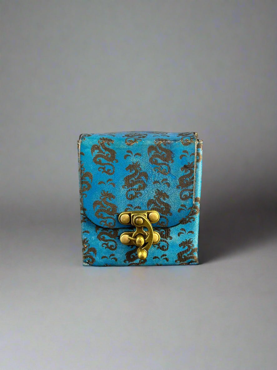 MTG Leather Deck Box - Blue Dragon Pattern - The Wyverns Workshop