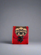 MTG Leather Deck Box - Red Skulls Design - Front View - The Wyverns Workshop
