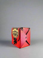 MTG Leather Deck Box - Red Skulls Design - Side View- The Wyverns Workshop