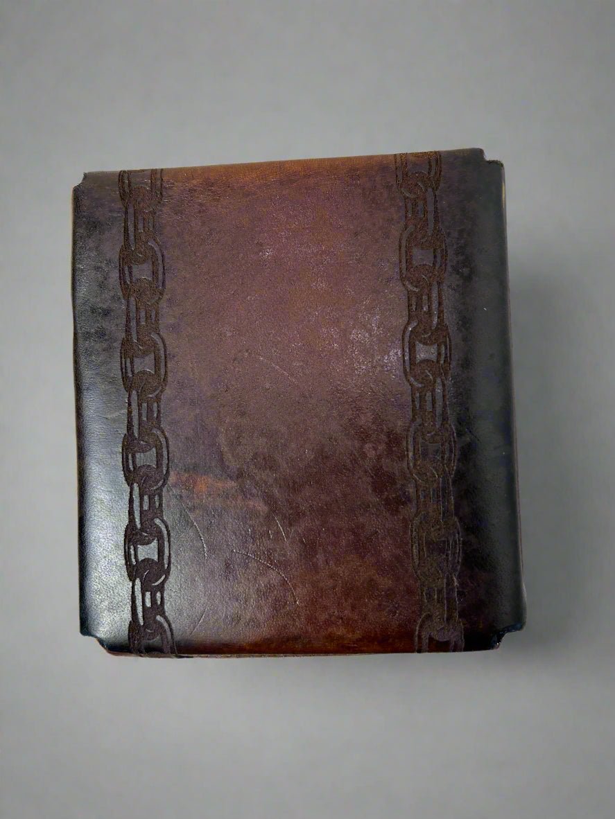MTG Leather Deck Box - Skull & Chains Design - Back View - The Wyverns Workshop