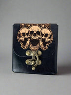 MTG Leather Deck Box - Skulls Design - Front View - The Wyverns Workshop