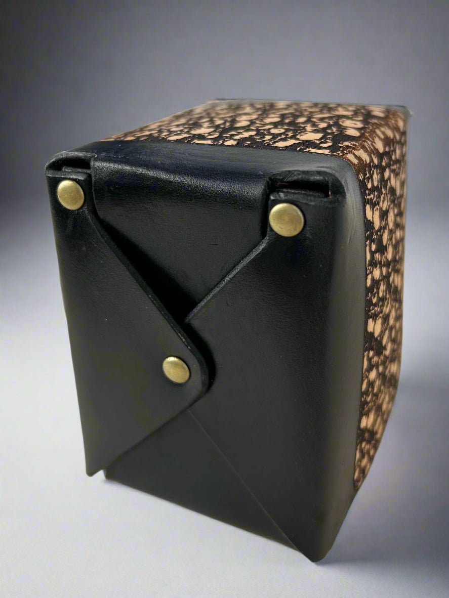 MTG Leather Deck Box - Skulls Design - Side Detail - The Wyverns Workshop
