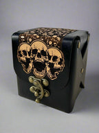 MTG Leather Deck Box - Skulls Design - Side View - The Wyverns Workshop