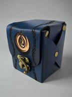 MTG Leather Deck Box - Water Droplet White Blue Design - Side View - The Wyverns Workshop