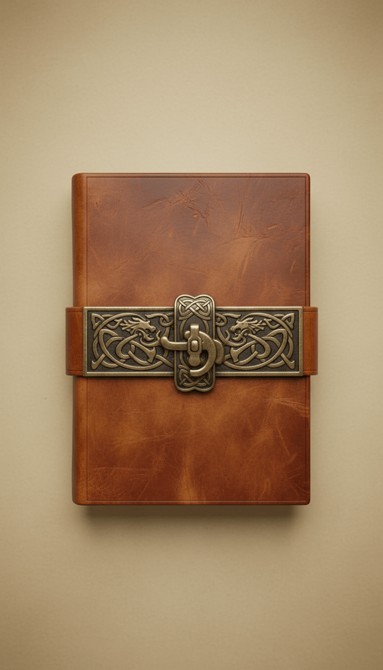 Engraved clasp character journal - The Wyverns Workshop