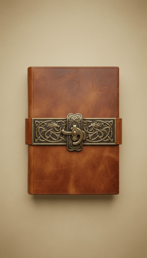 Engraved clasp character journal - The Wyverns Workshop