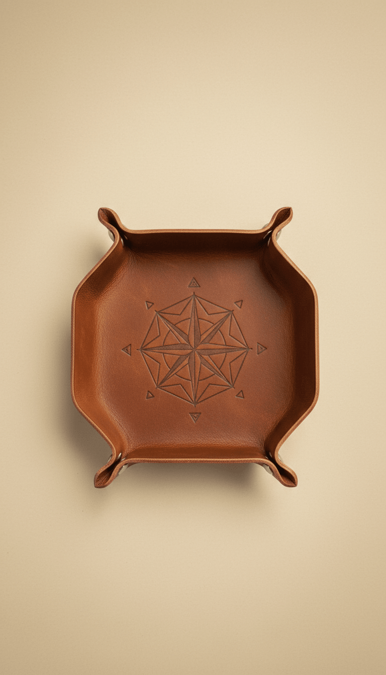 Full-grain leather dice tray - The Wyverns Workshop