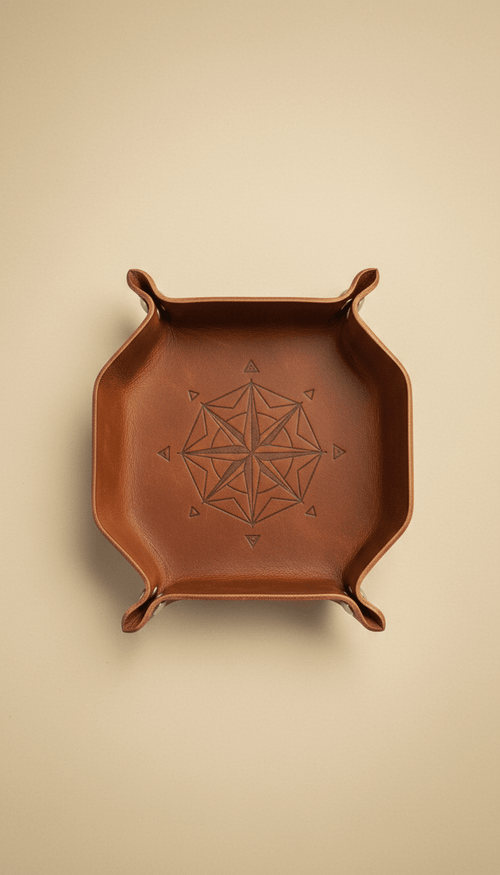 Full-grain leather dice tray - The Wyverns Workshop