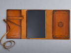 Leather RPG Journal - Brown - Open View - Built in Dice Tray - The Wyverns Workshop
