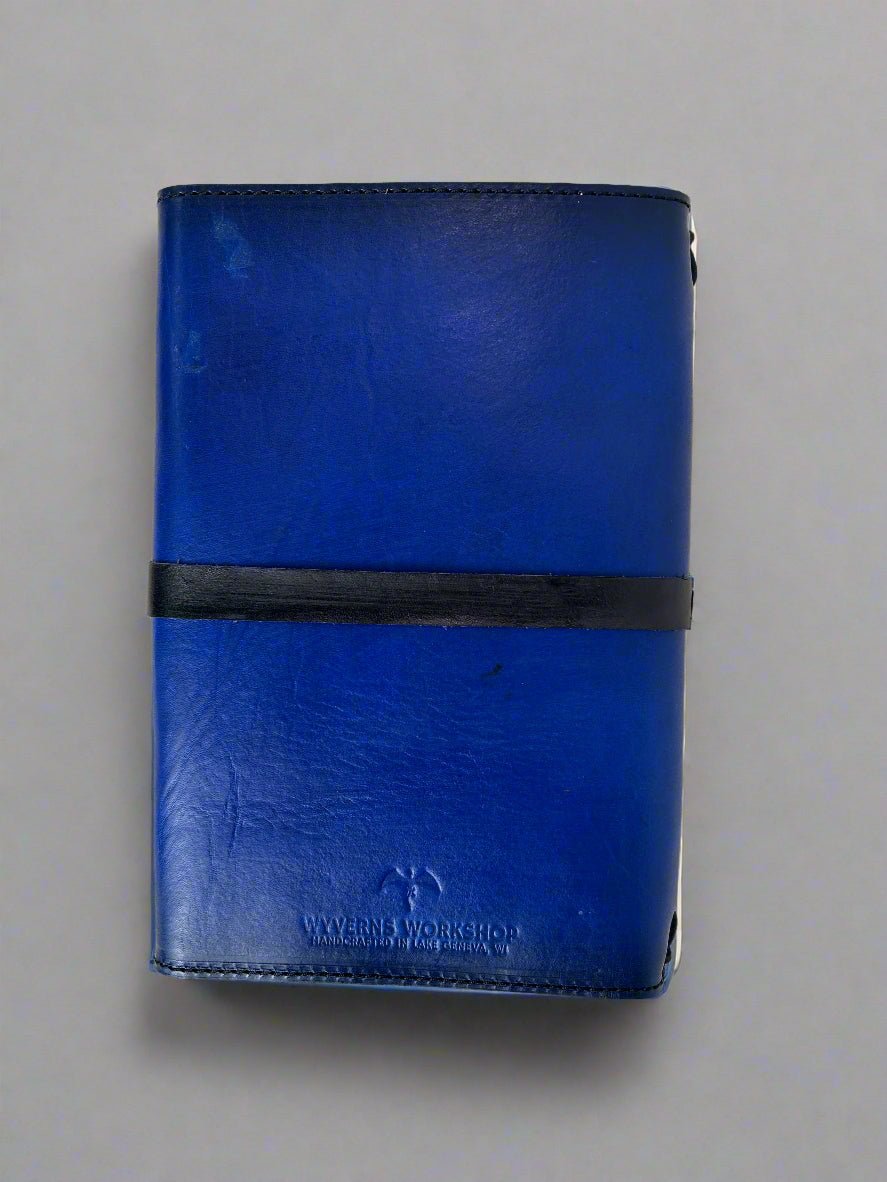 Leather RPG Journal - Blue Classic Design - Back View - The Wyverns Workshop