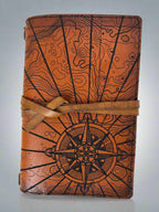 Leather RPG Journal - Brown Atlas Compass Design - Front View - The Wyverns Workshop