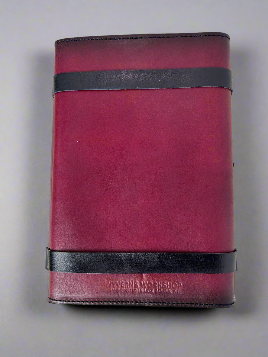 Leather RPG Journal - Burgundy Dragon Design - Back View - The Wyverns Workshop