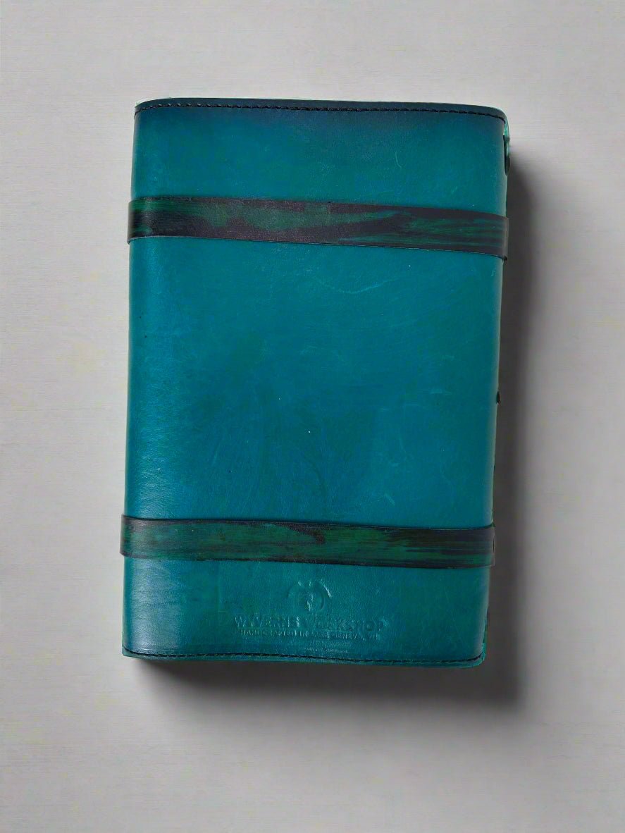 Leather RPG Journal - Green Tree of Life Design - Back View - The Wyverns Workshop
