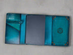 Leather RPG Journal - Green Tree of Life Design- Open View - Built in Dice Tray - The Wyverns Workshop