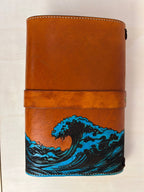 Leather RPG Journal - Ocean Compass Design - Lock Closure - Back View - The Wyverns Workshop