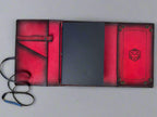 Leather RPG Journal - Red Atlas Compass Design - Open View - Built In Dice Tray - The Wyverns Workshop