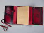 Leather RPG Journal - Red and Black- Open View - Built in Dice Tray - The Wyverns Workshop