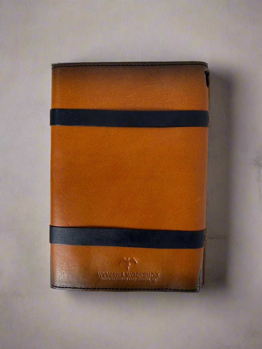 Leather RPG Journal - Tan Celestial Cthulhu Design - Back View - The Wyverns Workshop