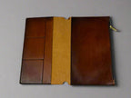 Leather RPG Travelers Journal Insert Accessory - Zipper Pouch - Card Holder, Pockets - Holds dice, pens, stickers, mementos - Brown Open View - The Wyverns Workshop