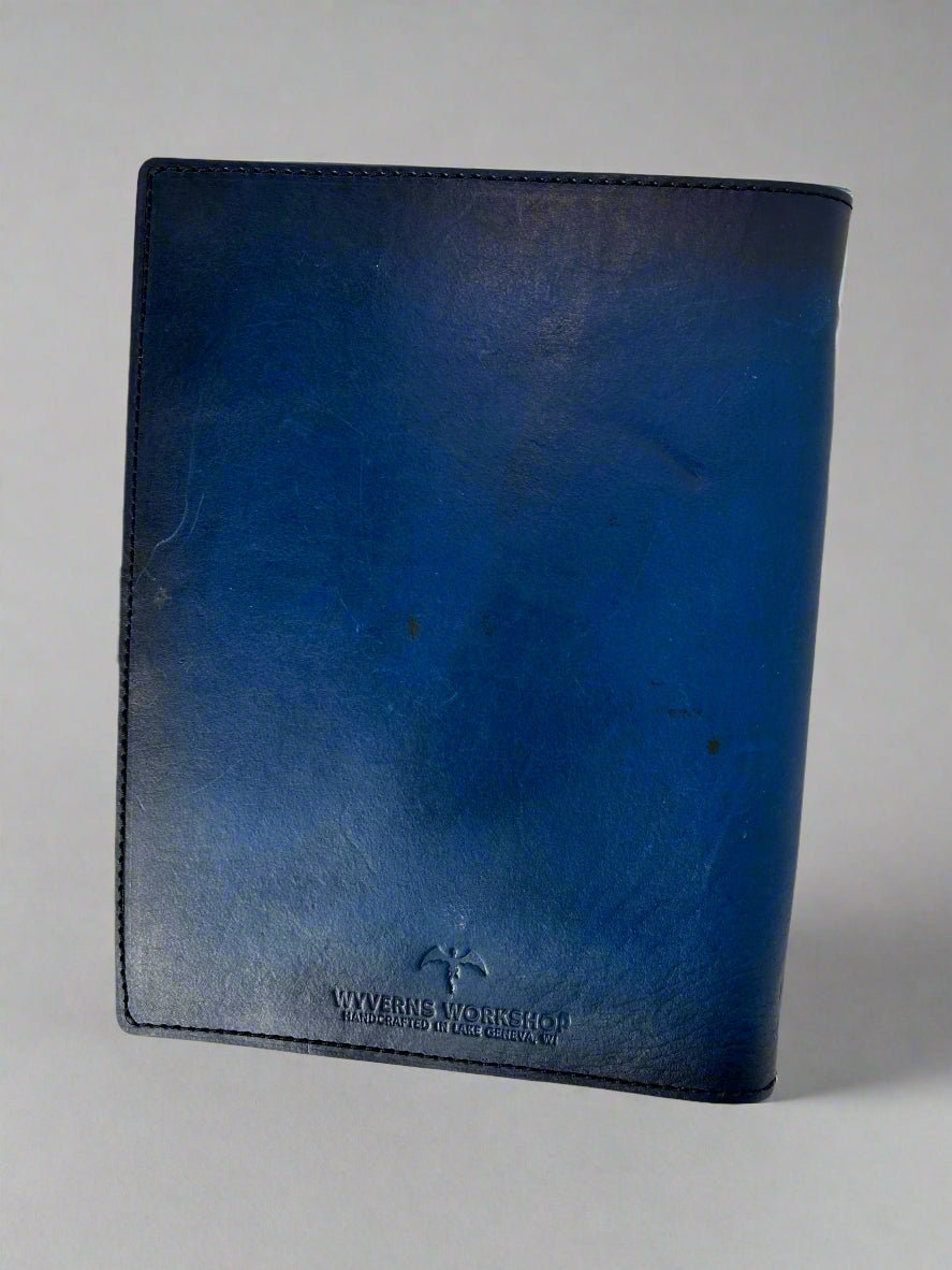 Leather TCG MTG Spell Card Binder - Blue Classic Design - Back View - The Wyverns Workshop