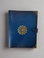 Leather TCG MTG Spell Card Binder - Blue Classic Design - Front View - The Wyverns Workshop