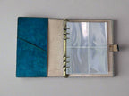 Leather TCG MTG Spell Card Binder - Blue Runes All Seeing Eye Design - Inside View - The Wyverns Workshop