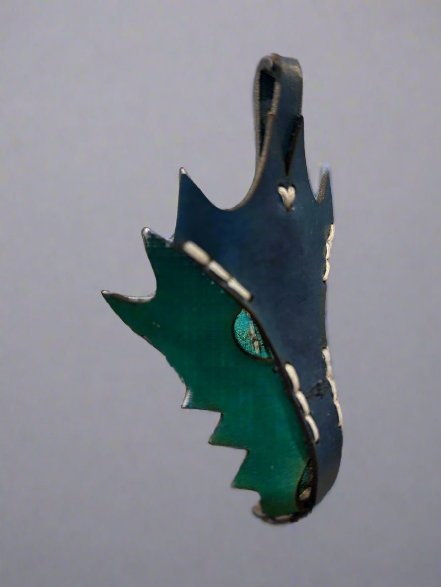 Leather Dragon Keychain - Blue and Green - The Wyverns Workshop