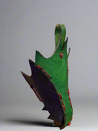 Leather Dragon Keychain - Green and Purple - The Wyverns Workshop
