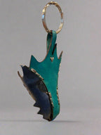 Leather Dragon Keychain - Turquoise and Blue - The Wyverns Workshop