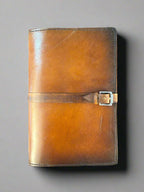 Leather Travelers Journal - Classic Walnut Design - Front View - The Wyverns Workshop