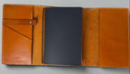 Leather Travelers Journal - Fleur de Lis Design - Open View - The Wyverns Workshop