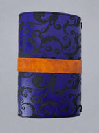 Leather Travelers Journal - Purple Scrolls Design - Back View - The Wyverns Workshop