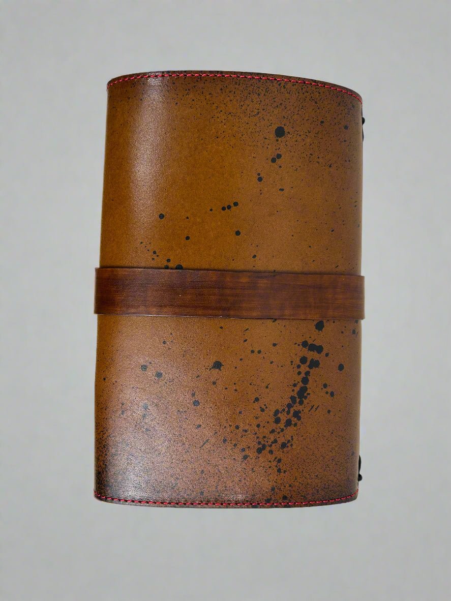 Leather Travelers Journal - Top Secret Design - Back View - The Wyverns Workshop
