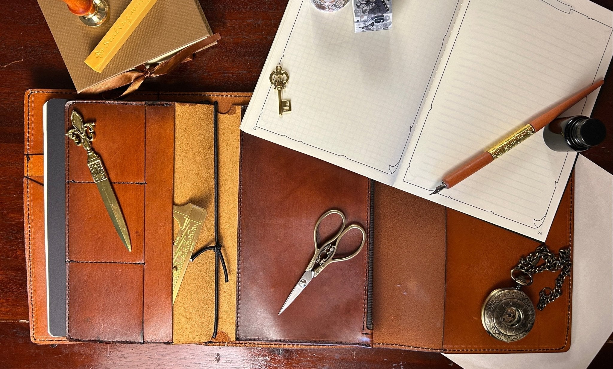 Leather Travelers Journal - With Accessories - Writers, creatives, artists - The Wyverns Workshop