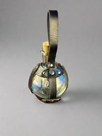 Leather Wrapped Sphere Potion Bottles - Black Back View - Metal Buckles & Rivets - DND, Cosplay, Prop, Magic - The Wyverns Workshop