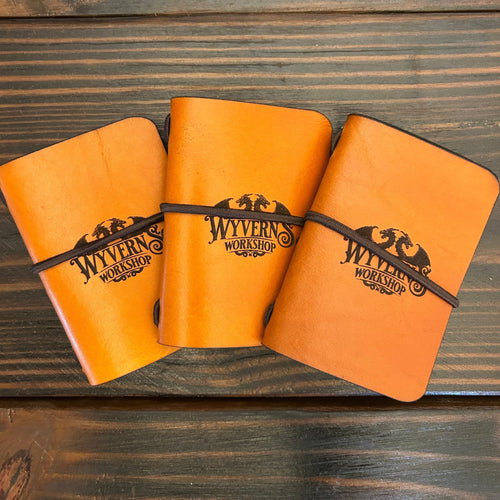 Mini Leather Journal - Wyverns Workshop Logo - The Wyverns Workshop