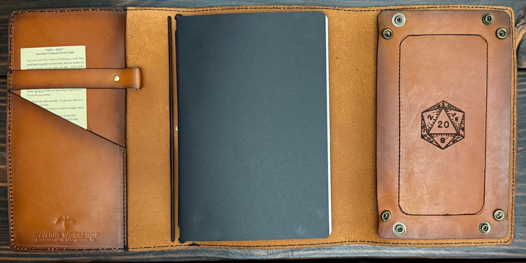 Premium Leather Adventure Journal - Atlas Design - The Wyverns Workshop