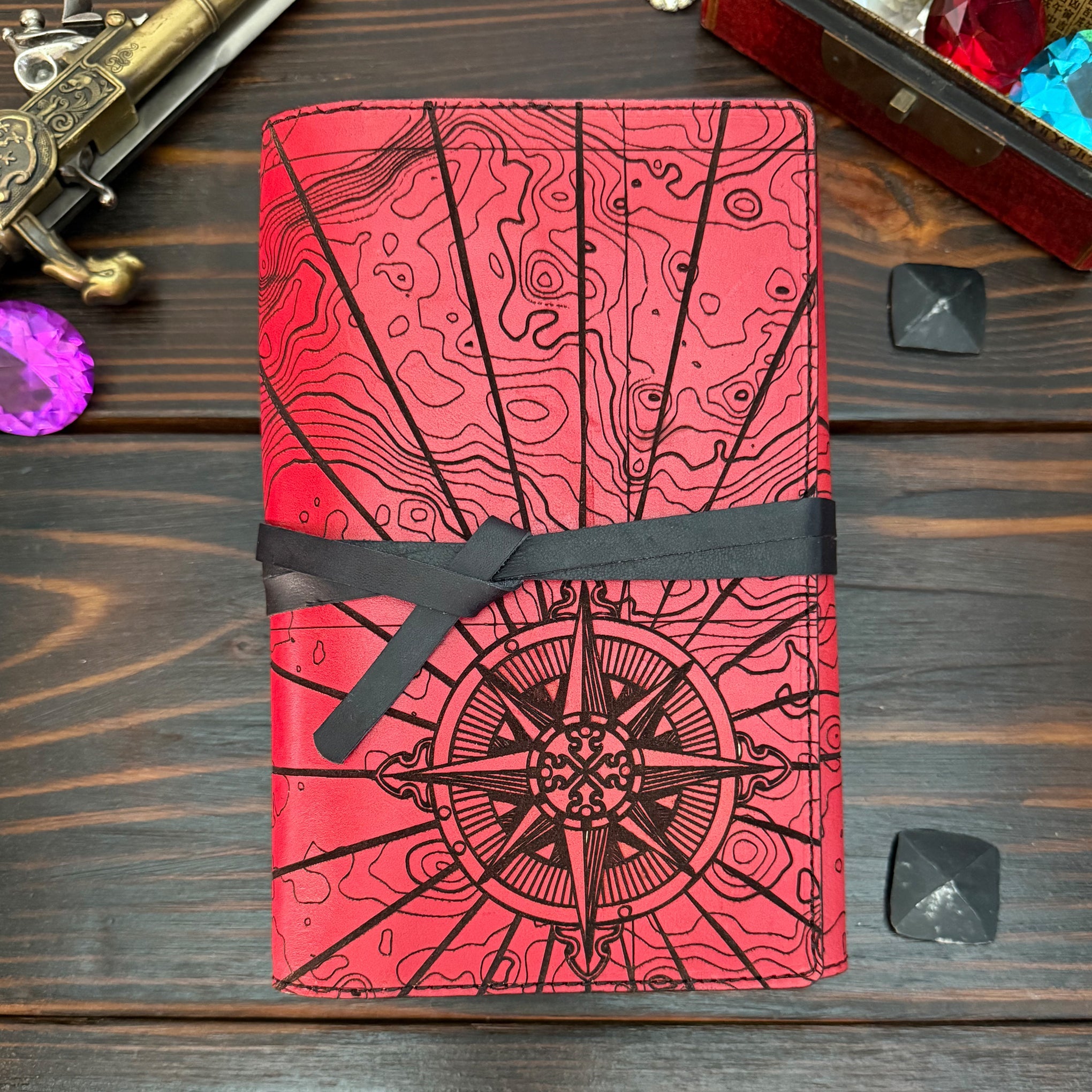 Premium Leather Adventure Journal - Atlas Design - The Wyverns Workshop
