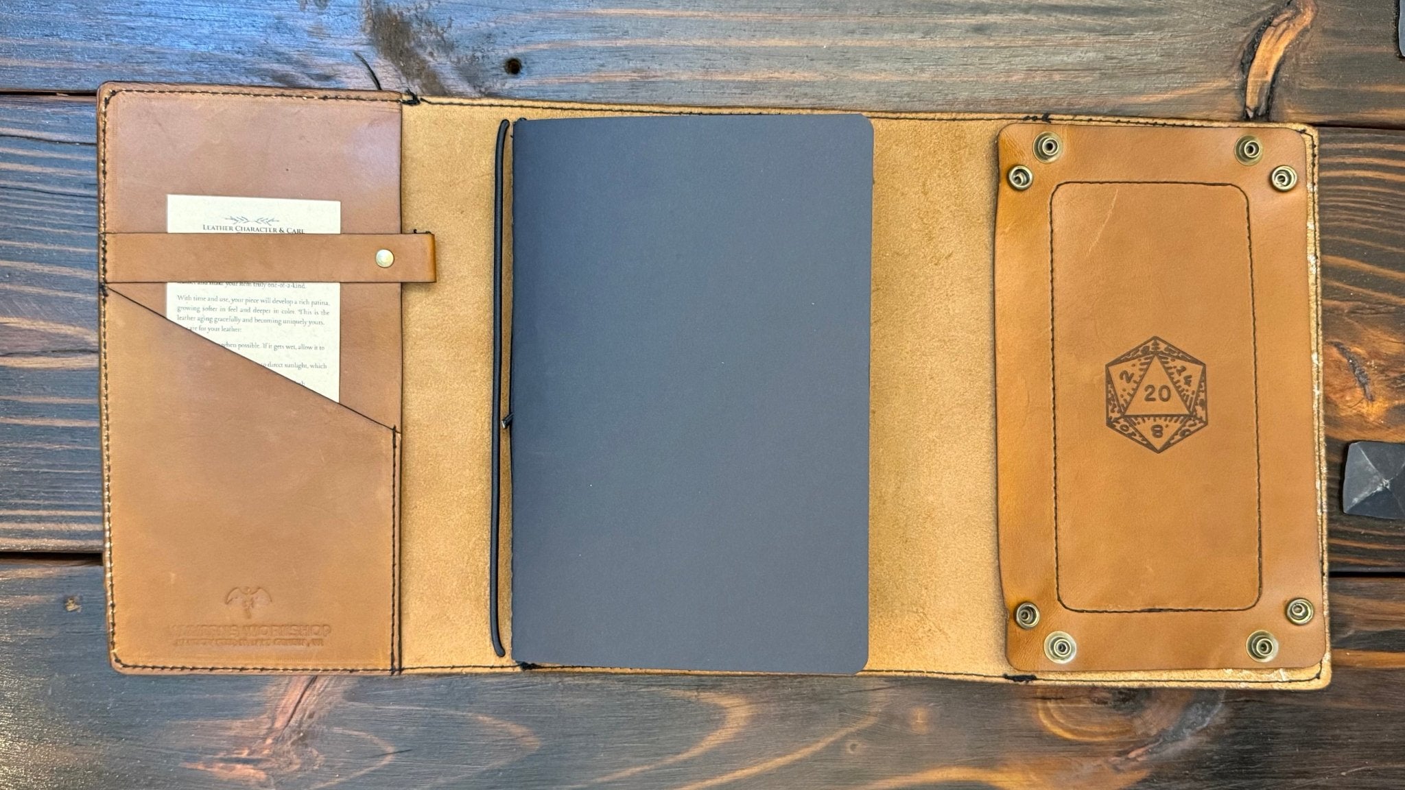Premium Leather Adventure Journal - Celestial Sunburst Design - The Wyverns Workshop