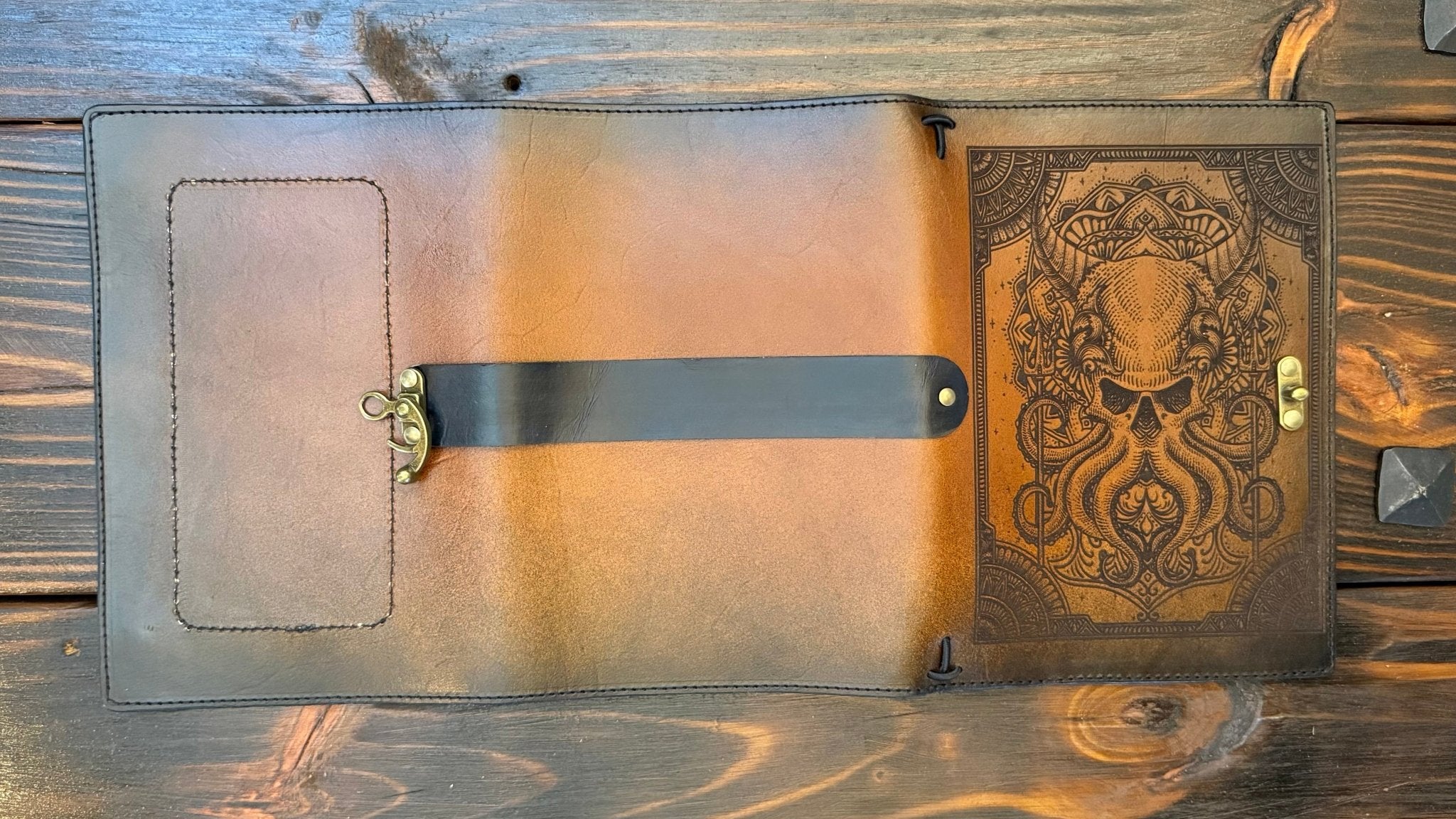 Premium Leather Adventure Journal - Cthulhu Design - The Wyverns Workshop