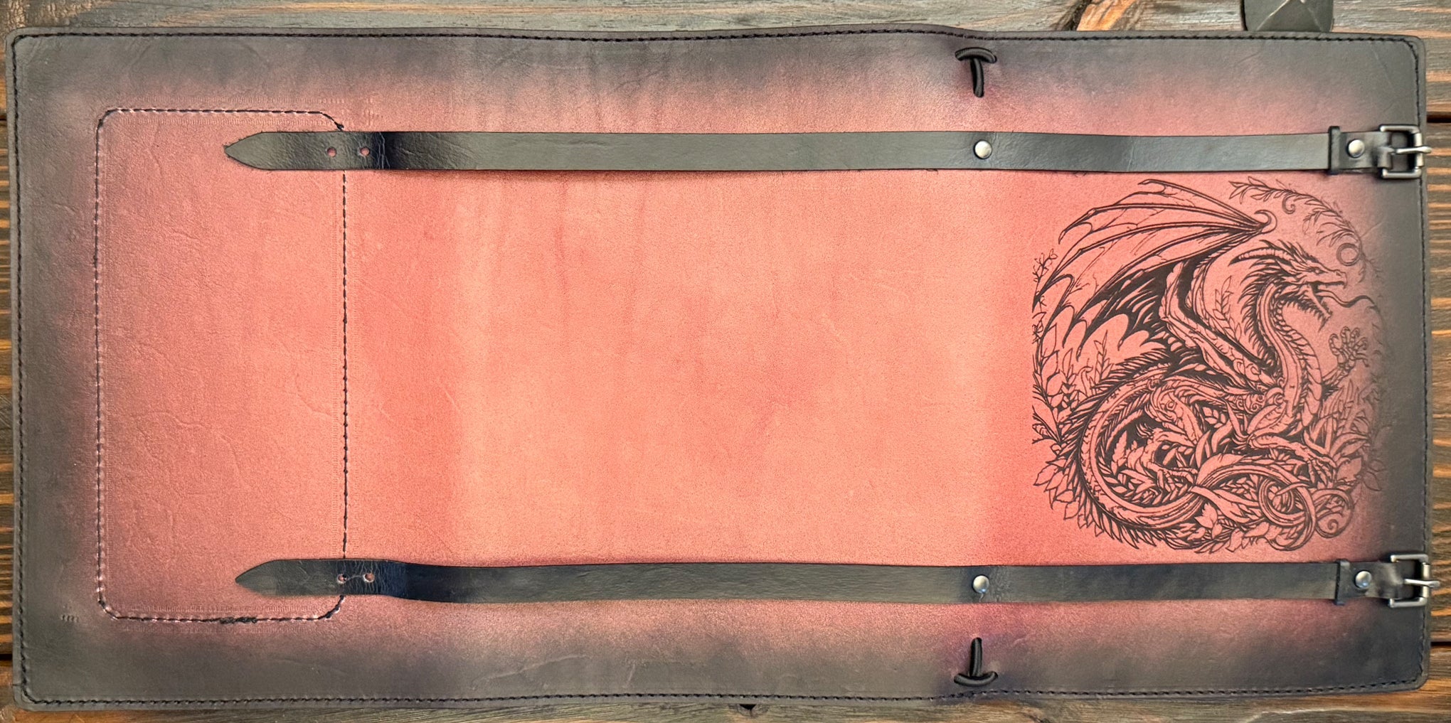 Premium Leather Adventure Journal - Dragon Design - The Wyverns Workshop