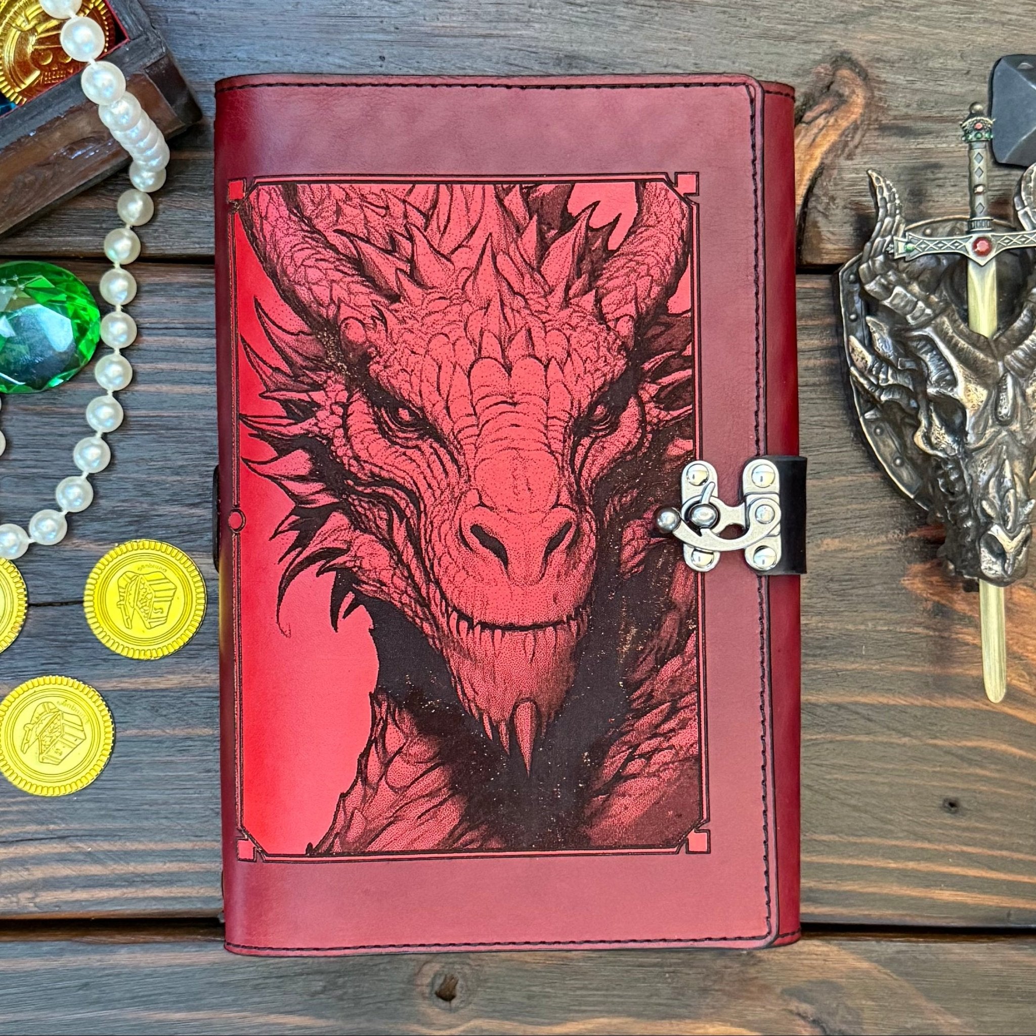 Premium Leather Adventure Journal - Dragonlord Design - The Wyverns Workshop