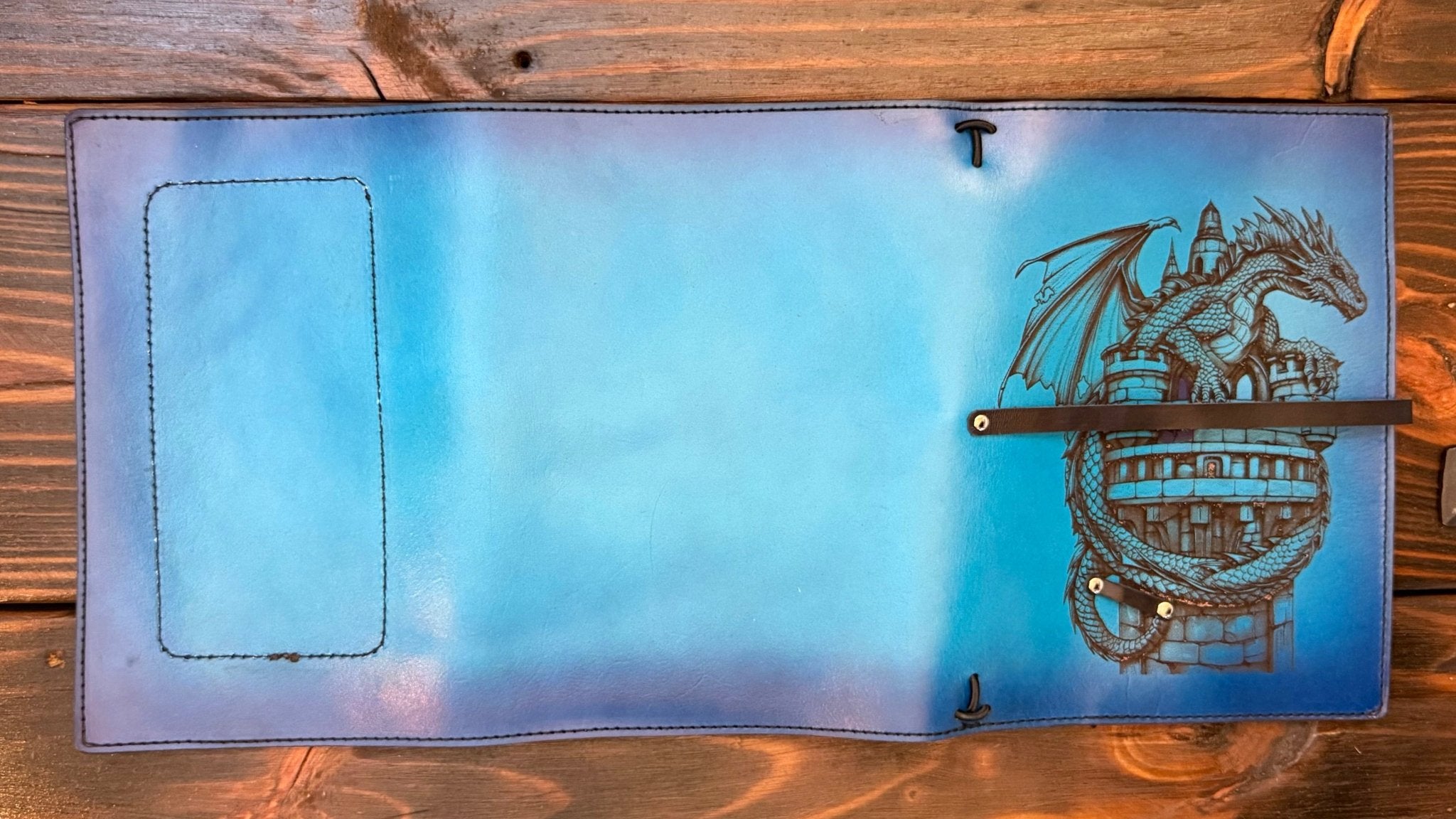 Premium Leather Adventure Journal - Dragon's Keep Design - The Wyverns Workshop
